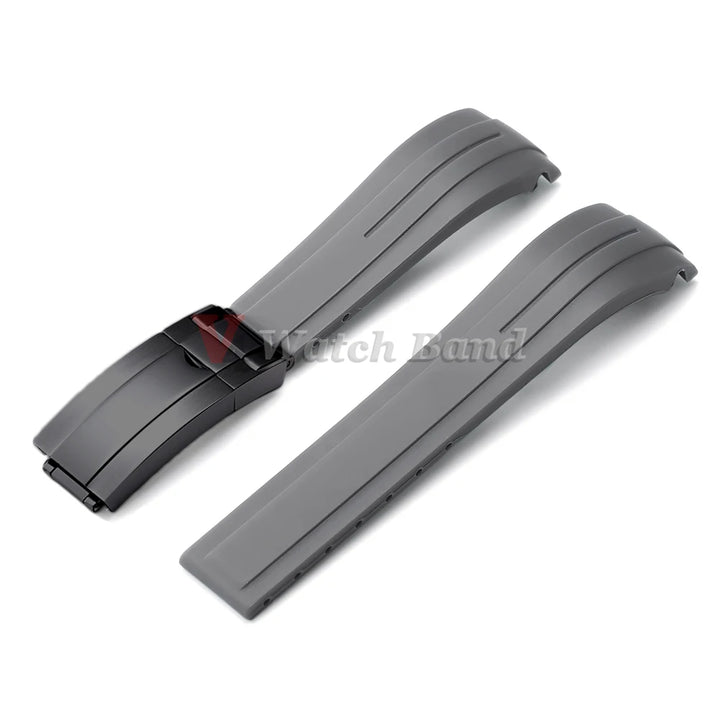 Curved End Rubber Watch Strap 20mm 21mm 22mm for Rolex for Water Ghost Waterproof Silicone Wrist Band Folding Buckle Bracelet