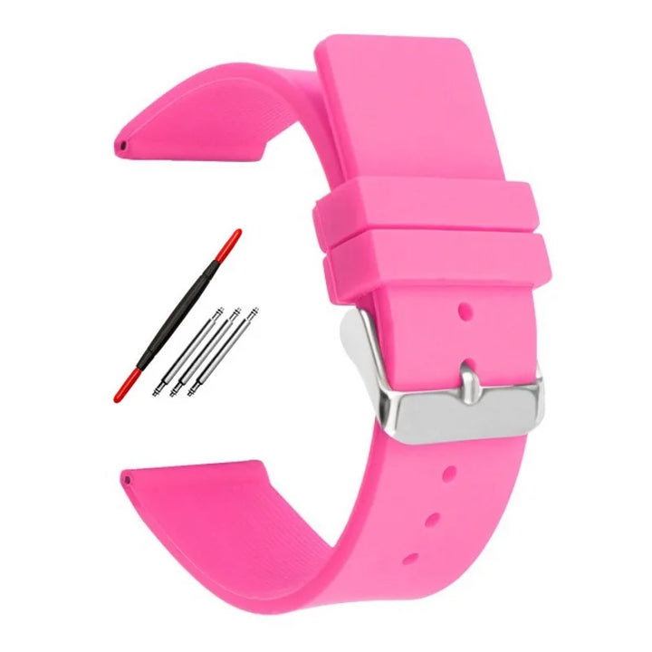 Silicone Watch Strap – 12–24mm, Soft Rubber for Seiko & Huawei GT Series
