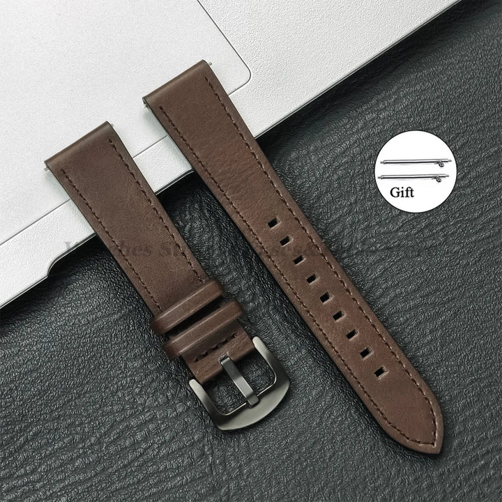 Leather Strap for Samsung Galaxy & Huawei Watches – Vintage Brown (20/22mm)