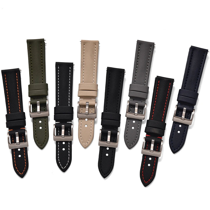 Universal Sailcloth Watch Band 18mm 20mm22mm Sailcloth Leather Strap Qucik Release Bracelet Accessories for Omega for Seiko Belt
