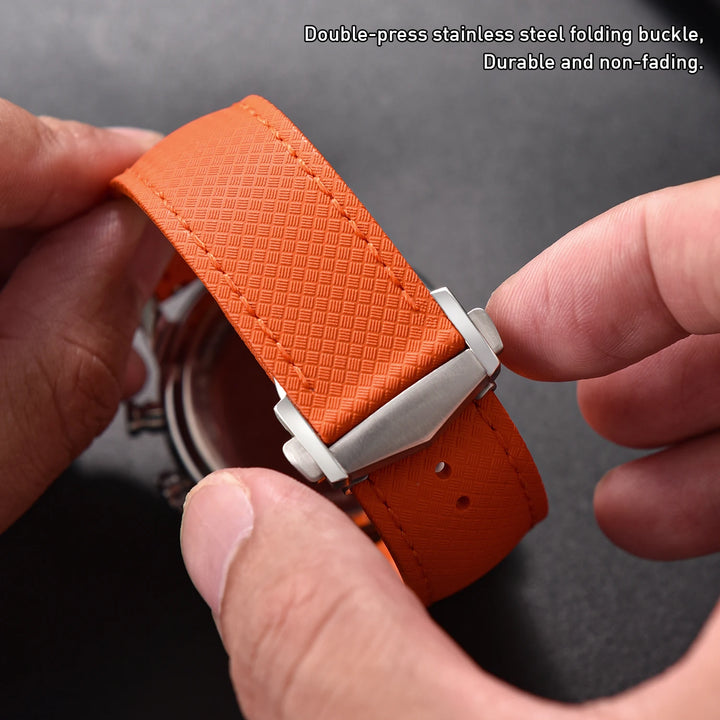 NATOBELT New Design FKM Rubber Watch Strap 20mm 22mm Folding Pin Buckle Quick Release For Omega X Swatch MoonSwatch Seiko