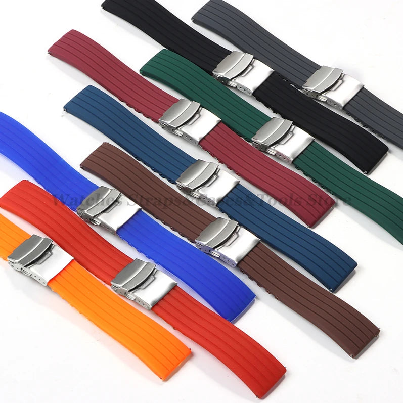 18mm 20mm 22mm 24mm Quick Release Silicone Watchband for Huawei Watch GT4/GT3 46mm for Seiko for Omega for Fossil Rubber Straps