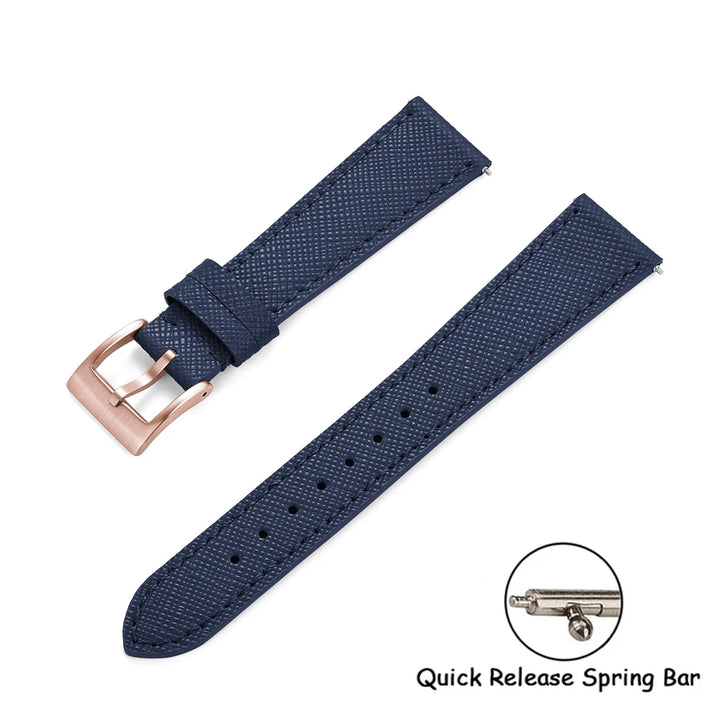 Quick Release Saffiano Leather Watch Strap – 18-24mm Universal