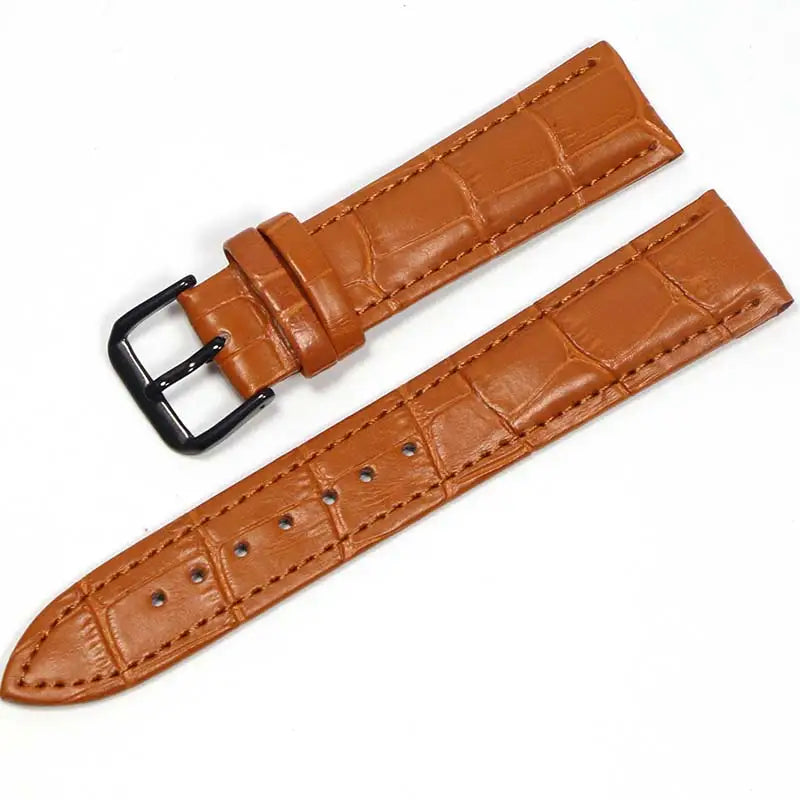 Genuine Leather Watch Strap with Steel Pin Buckle (12-24mm)