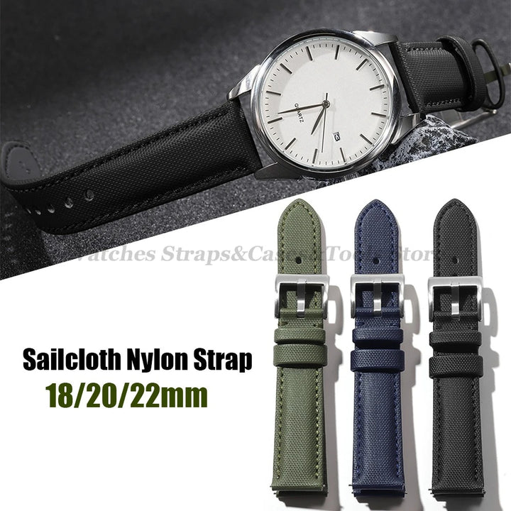 Sailcloth Nylon Watch Band 18mm 20mm 22mm for Huawei Watch Gt4 46mm Waterproof Fabric Watch Strap for Seiko Quick Release Belts