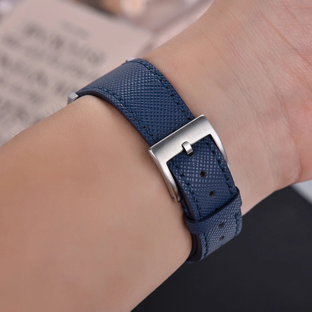 Premium Grade Quick Release Vintage Stitched Leather Watch Strap Saffiano Leather Watchbands 18mm 19mm 20mm 21mm 22mm 23mm 24mm