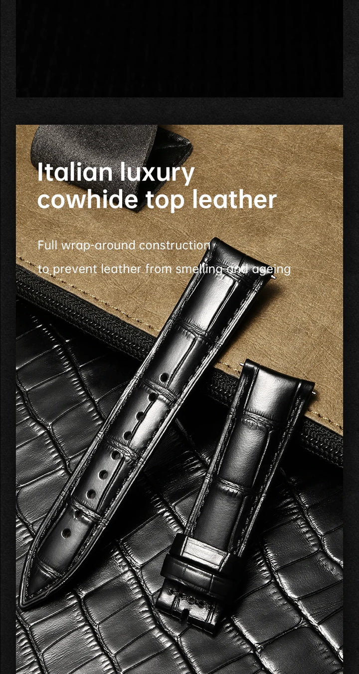 MAIKES Luxury Leather Watch Strap Quick Release Accessories For Rolex Omega IWC Watchbands Green 19mm 20mm 21mm 22mm Watch Band