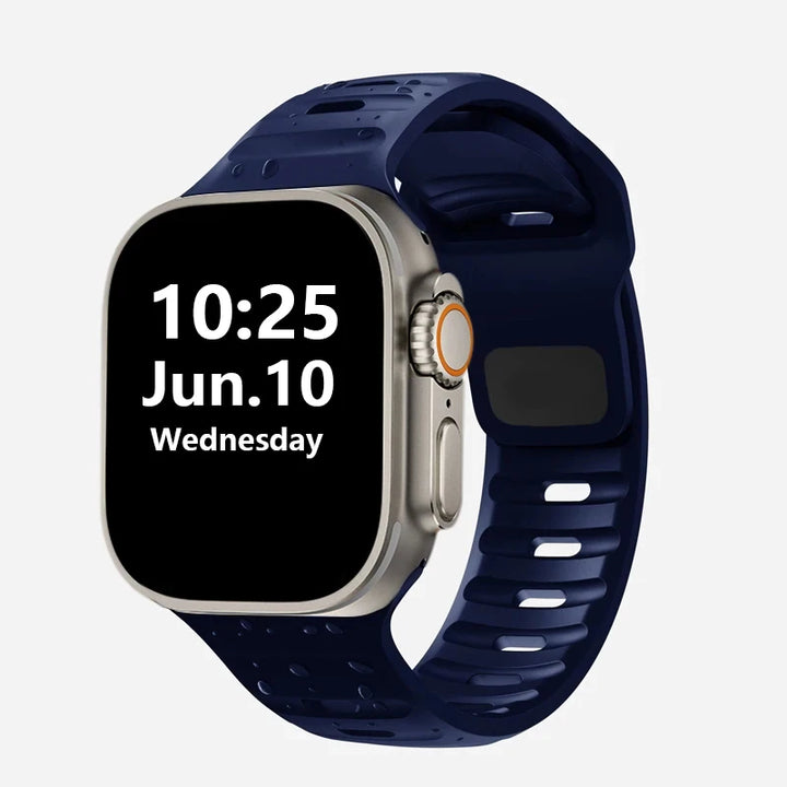 Silicone Rubber Apple Watch Band 38–49mm for iWatch Series 3–8 & Ultra