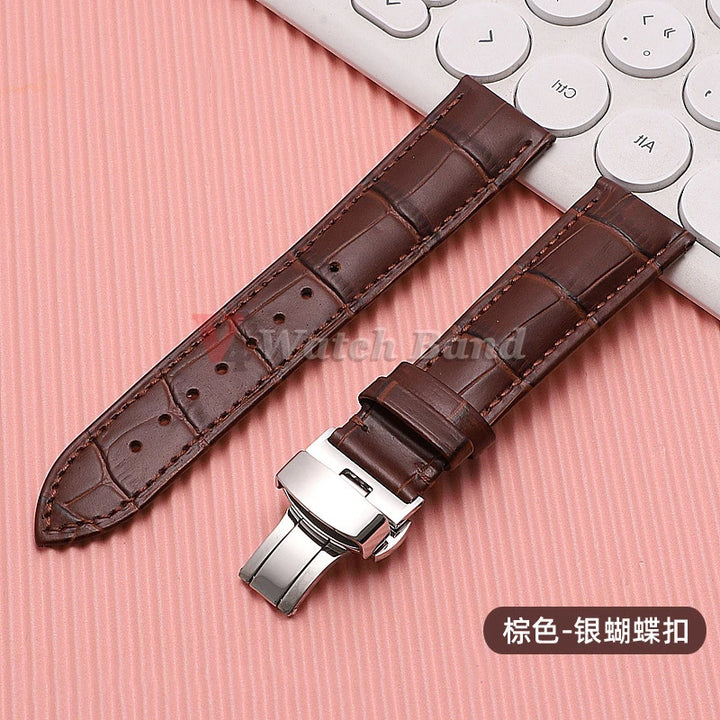 Quick Release Leather Watchband for Omega Business Watch Band for Seiko Butterfly 24mm 22mm 20mm 18mm Buckle Black Brown Strap