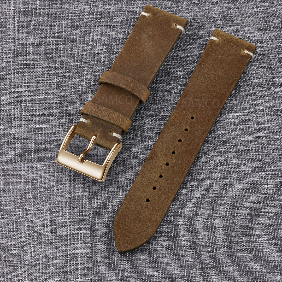 Vintage Top-Grain Leather Watch Strap (18–24mm)