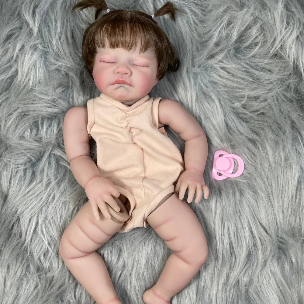 19″ Painted Vinyl Reborn Doll Kit “August” – Sleeping with Rooted Hair & 3D Skin
