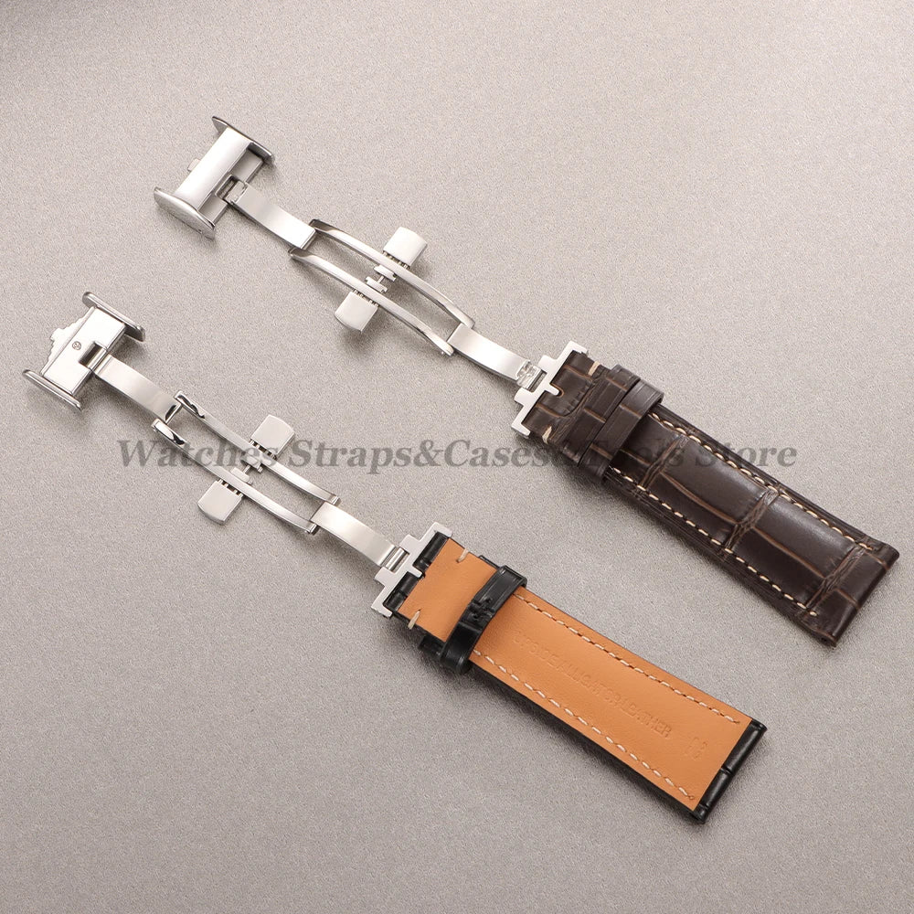 18mm 19mm 20mm 21mm 22mm Cowhide Leather Watch Strap for Longines Watch Bracelet Universal Butterfly Clasp Wristband Replacement