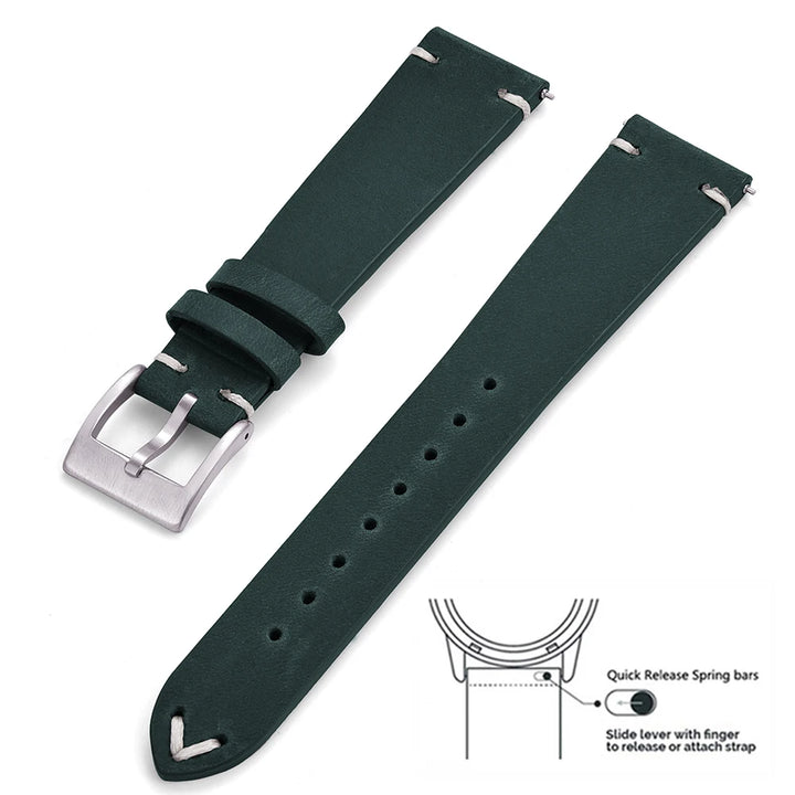 Crazy Horse Leather Watch Strap 18–22mm Quick Release