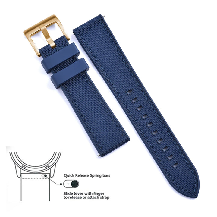 Premium Hybrid FKM Nylon Watch Band Quick Release Rubber Watch Strap 20mm 22mm Watch Strap Watch Replacement Watchband