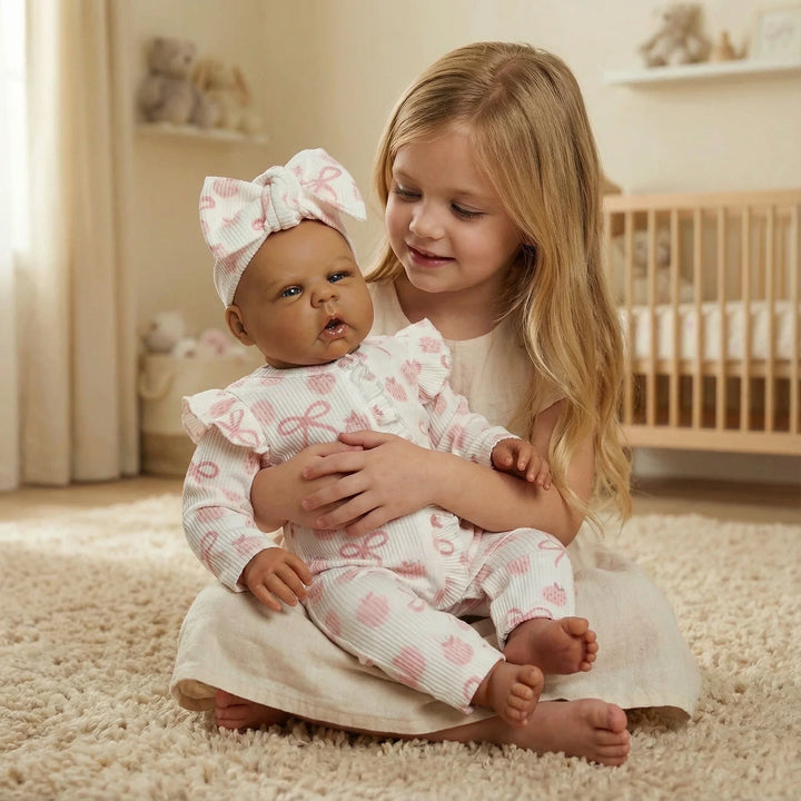 NPK 22inch Toddler Boy Doll - Dark Brown Skin High Quality Hand Painted Gounchi Collectible Art Doll for Kids