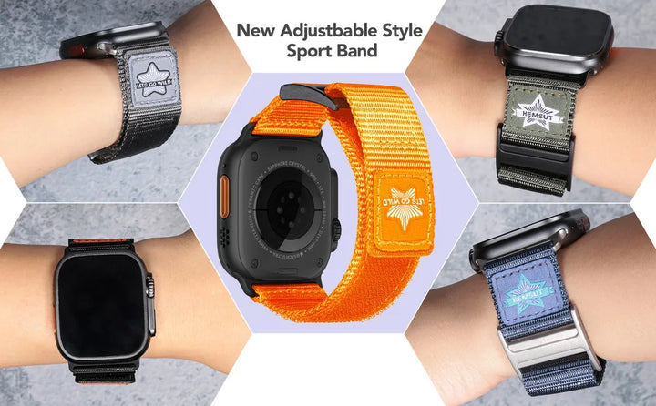 HEMSUT Straps For Apple Watch Ultra 49mm Nylon Movement Breathable Mi Band 8 Wrist Strap Compatible with 38 40 41 44 45mm