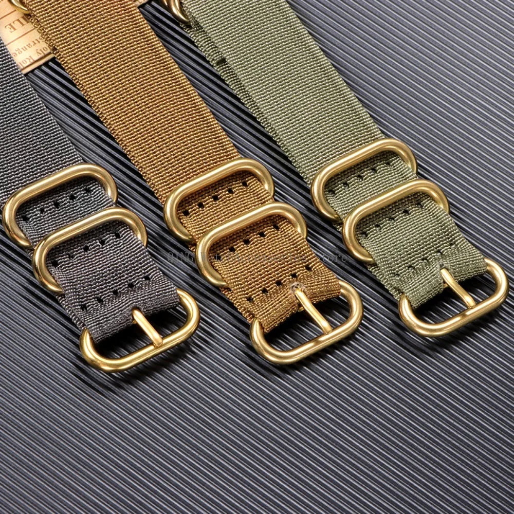 5-Ring Gold Buckle Nylon Watch Band