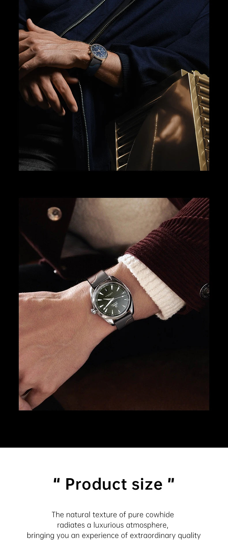 Luxury Design Bicolor Handmade Stitching Watch Strap Quick Release Watch Accessories Full Grain Leather Watch Band