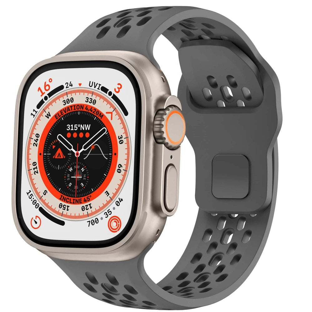 Silicone strap For iwatch series 9 8 7 6 5 4 3 SE Ultra 2 49mm Breathable Bracelet for Apple Watch 44mm 45mm 40mm 41mm 42mm 38mm