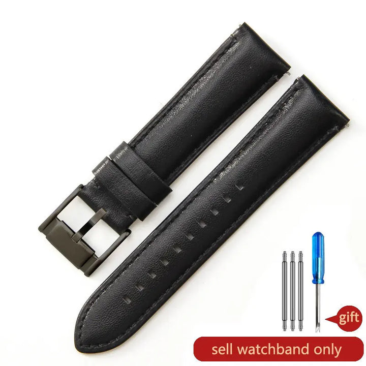 Genuine Leather Watch Strap for Fossil (22/24mm, Dark Blue)