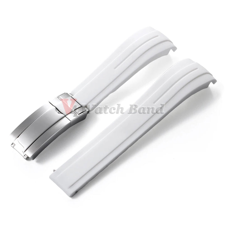Curved End Rubber Watch Strap 20mm 21mm 22mm for Rolex for Water Ghost Waterproof Silicone Wrist Band Folding Buckle Bracelet