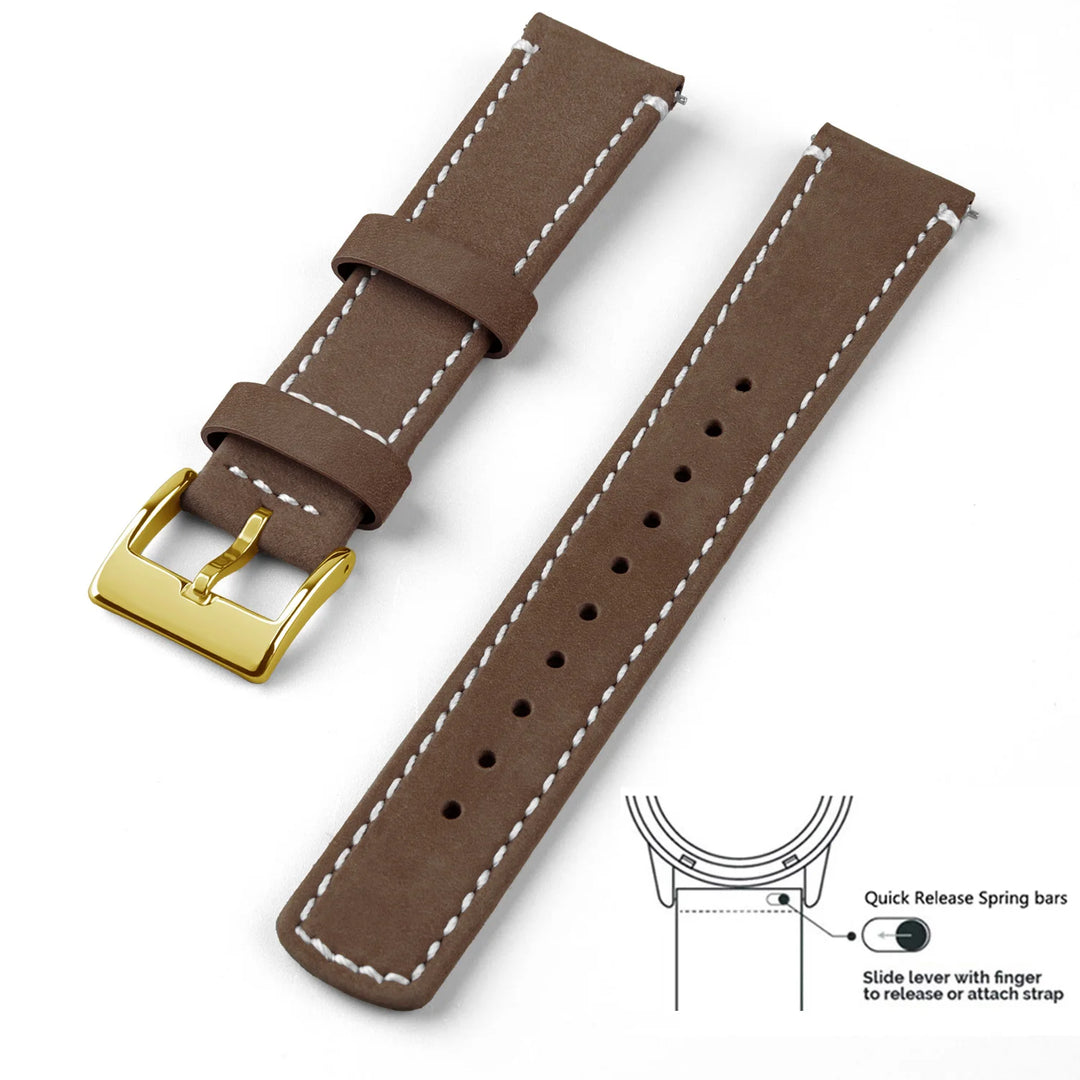 Top Grain Genuine Leather Quick Release Watch Band 20–22mm for Samsung Galaxy Watch