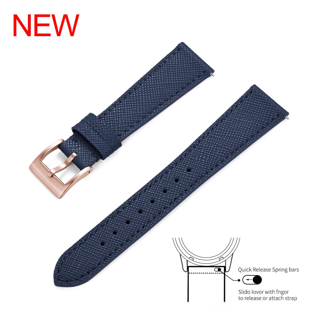 Premium Grade Quick Release Vintage Stitched Leather Watch Strap Saffiano Leather Watchbands 18mm 19mm 20mm 21mm 22mm 23mm 24mm