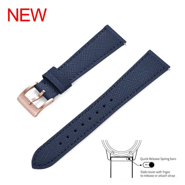 Premium Grade Quick Release Vintage Stitched Leather Watch Strap Saffiano Leather Watchbands 18mm 19mm 20mm 21mm 22mm 23mm 24mm