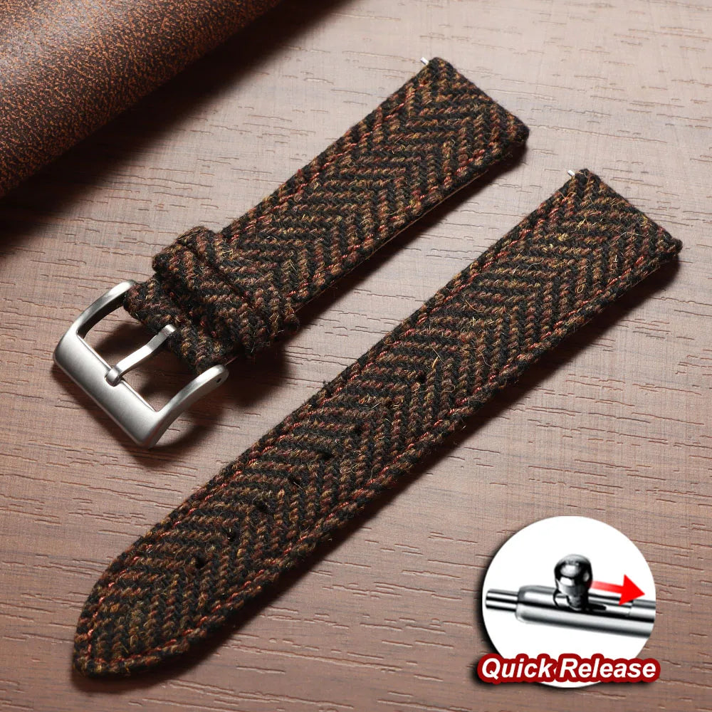 Vintage Cowhide Nylon Watch Strap 18/20/22mm