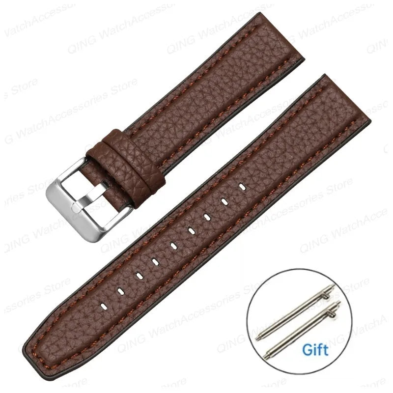Silicone Leather Quick‑Release Watch Strap – 18/20/22mm, Waterproof for