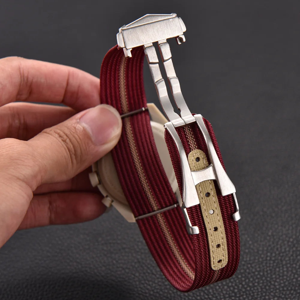 JUELONG Canvas Sailcloth Watch Strap 18mm 20mm 22mm Rubber Hole Sport Waterproof Folding Buckle Watchband For Omega Swatch Moon