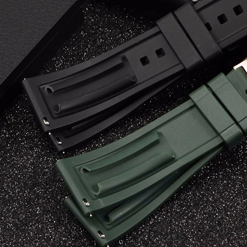 Silicone Sport Watch Strap – 20–24mm Quick-Release (Black/Green)