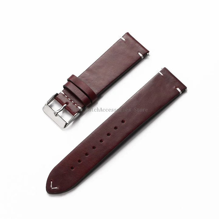 Title: Vintage Oil Wax Leather Watch Band 18–22mm (Quick Release, Unisex)