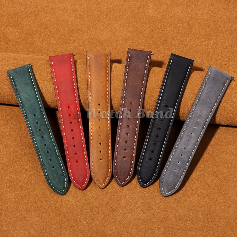 Genuine Calfskin Leather Band for Omega Business Watch Band for Seiko 14/16/18/20/22/24mm Butterfly Buckle Stitching Brown Strap