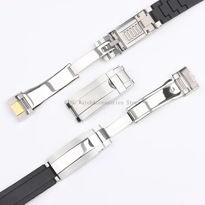 Rubber Silicone Watch Strap for Rolex Oysterflex – 20mm, Folding Buckle