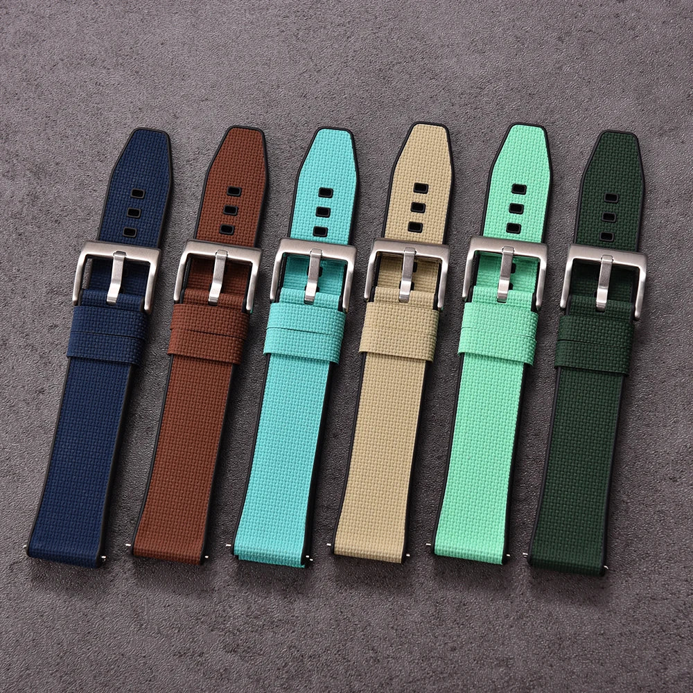 Premium Hybrid FKM Texture Watch Band Quick Release FKM +FKM Rubber Watch Strap 18mm 19mm 20mm 21mm 22mm 24mm For Diving Watches