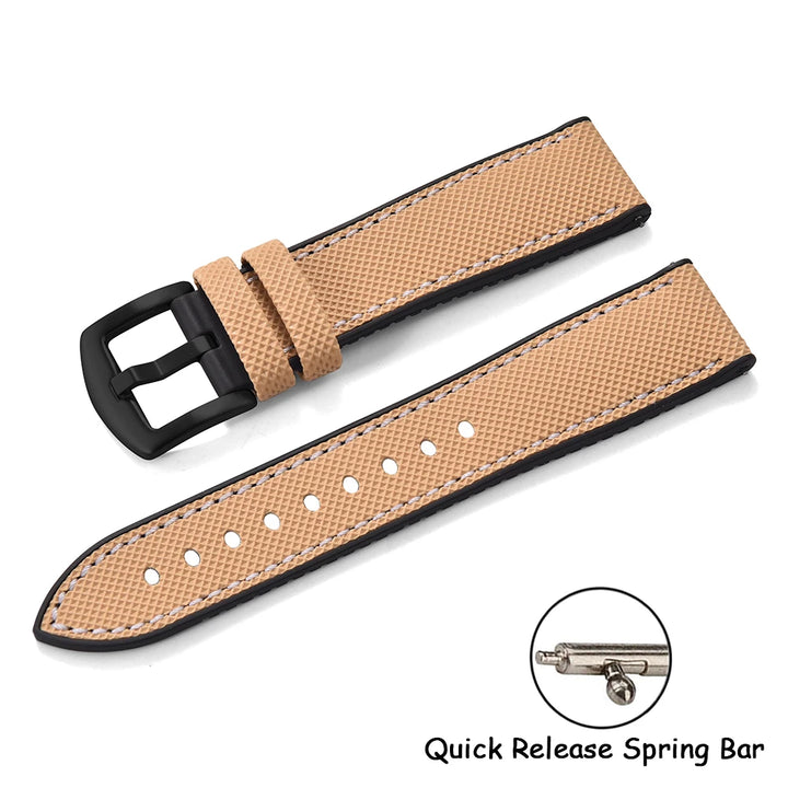 18/20/22/24mm FKM Rubber Watch Strap Quick Release Sailcloth Leather Watch Bands For Omega Seiko Tissot Watch Belt Accessories