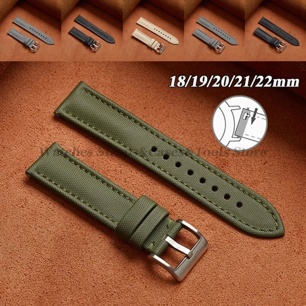 18mm 19mm 20mm 21mm 22mm Premium Sailcloth Watch Band for Omega for Seiko Divers Stitching Quick Release Army Green Sport Straps