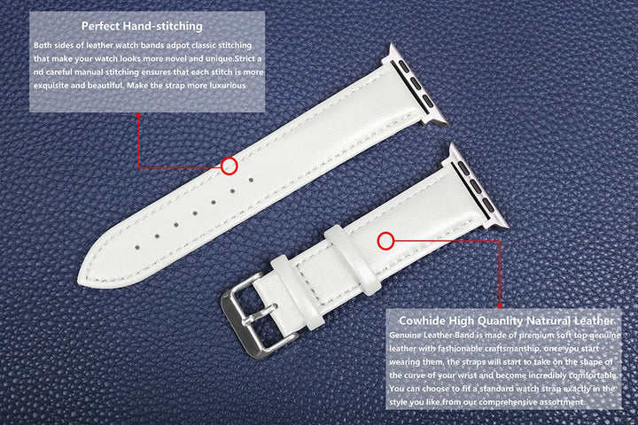 Genuine Leather Apple Watch Band 40–49mm for iWatch Series 3–8 & Ultra