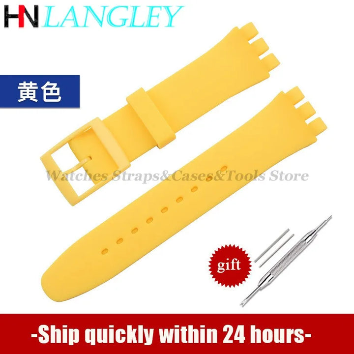 Soft Silicone Watch Strap – 16/17/19/20mm, Colorful Replacement with Tools