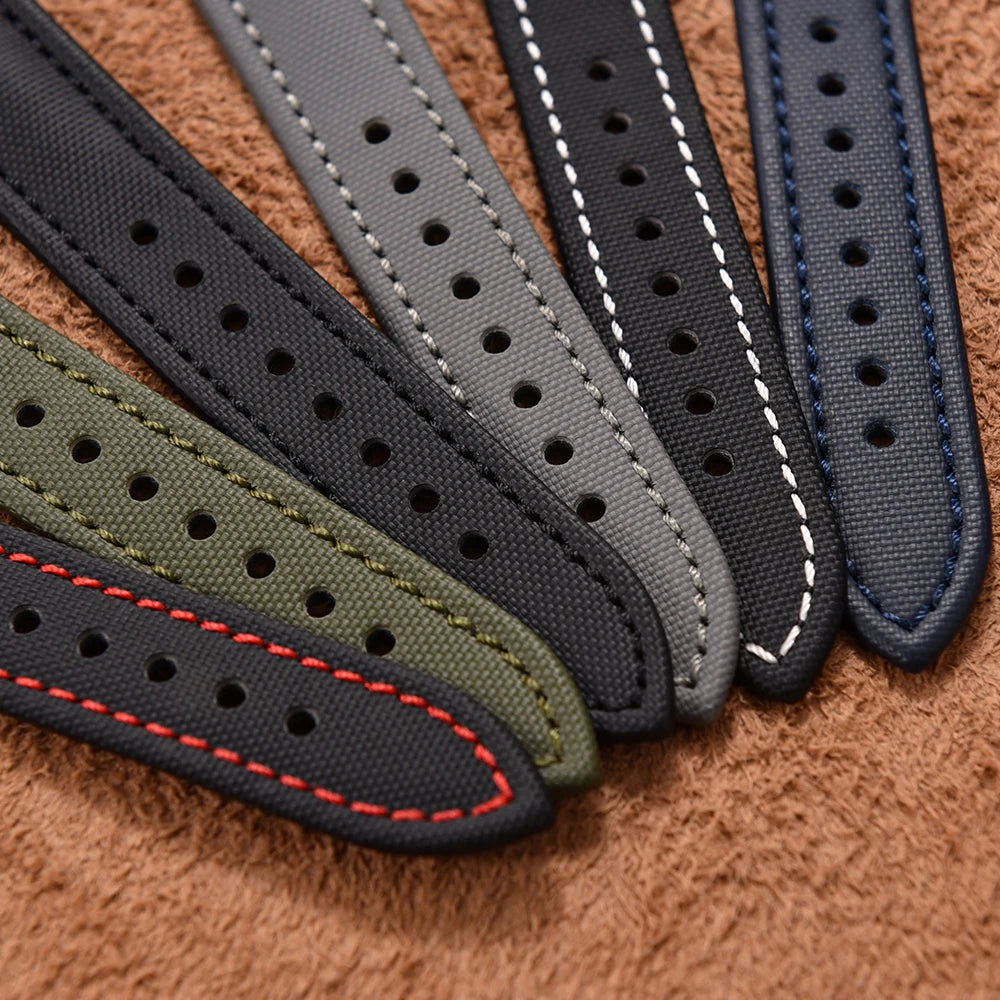 Universal Sailcloth Watch Band 18mm 20mm22mm Sailcloth Leather Strap Qucik Release Bracelet Accessories for Omega for Seiko Belt