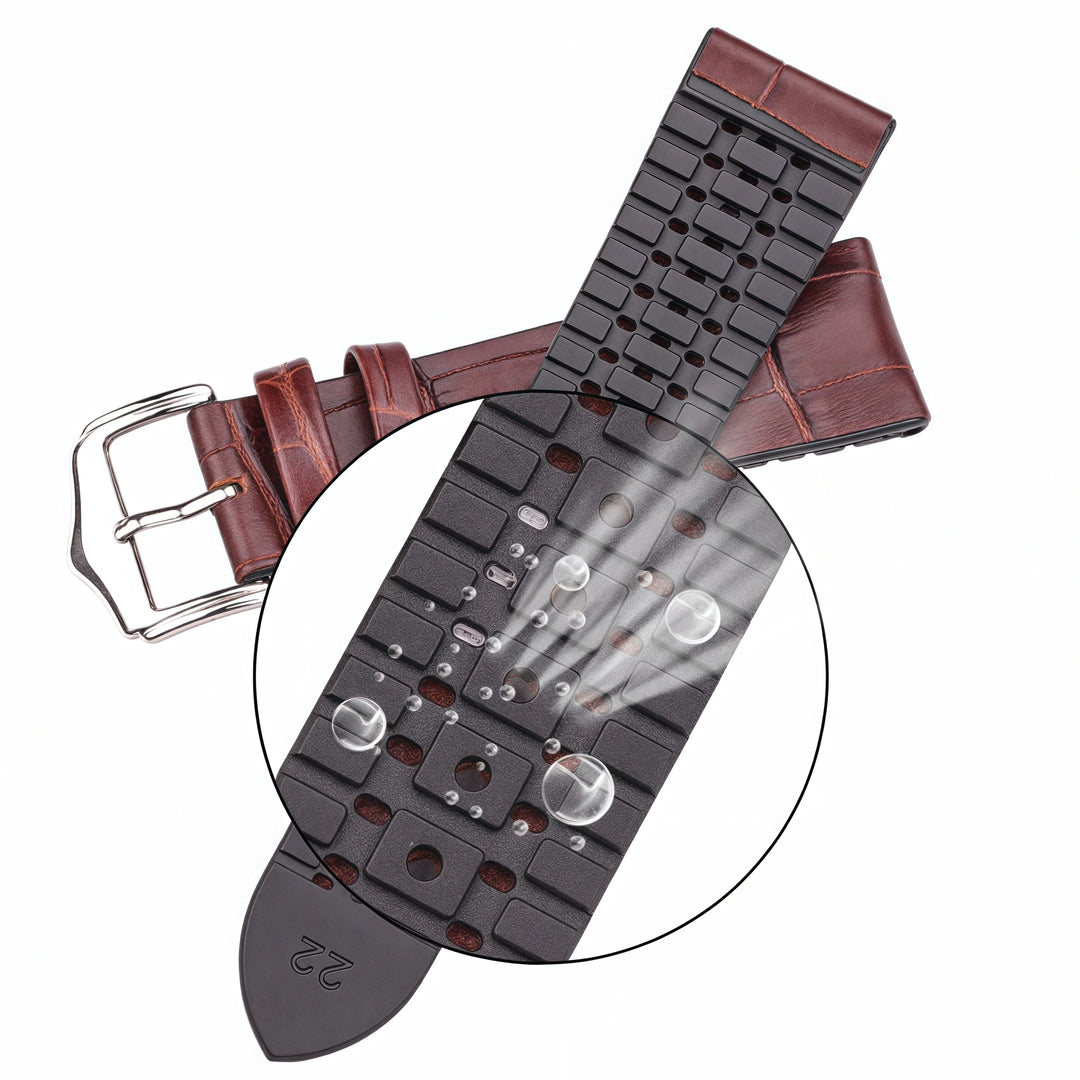 Genuine Leather Watchband Men Women Rubber Silicone Waterproof Breathable Watch Band Strap Buckle Clock Accessories 18 20 22mm