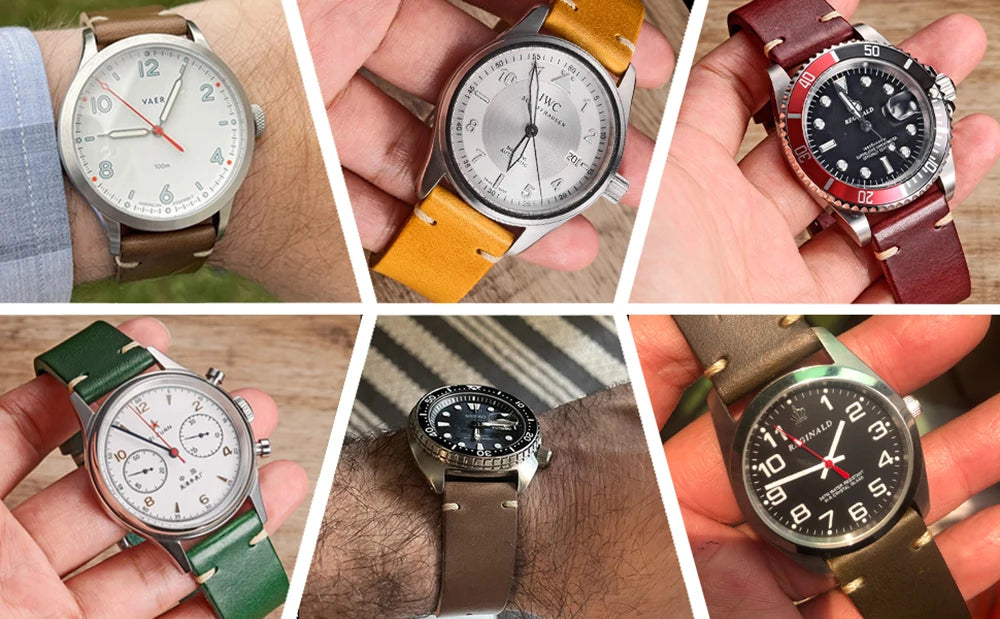 HEMSUT Leather Watch Bands Quick Release Italian Buttero Handmade Watch Strap Vintage Replacement Wrap Of 18mm 20mm 22mm