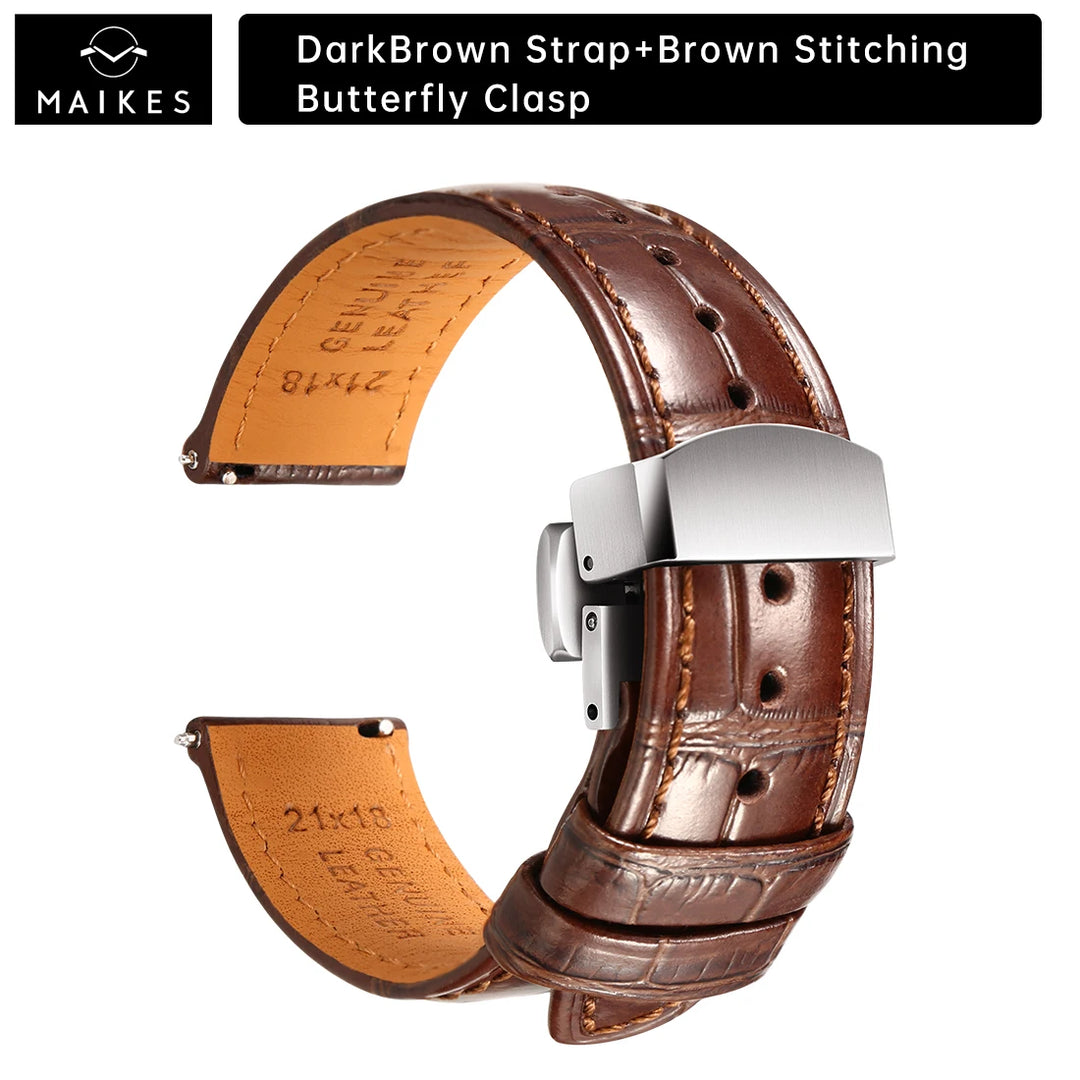 MAIKES Calf Leather Watch Strap Quick Release Bracelet For Longines Omega IWC Watchbands 20mm 21mm 22mm Watch Band