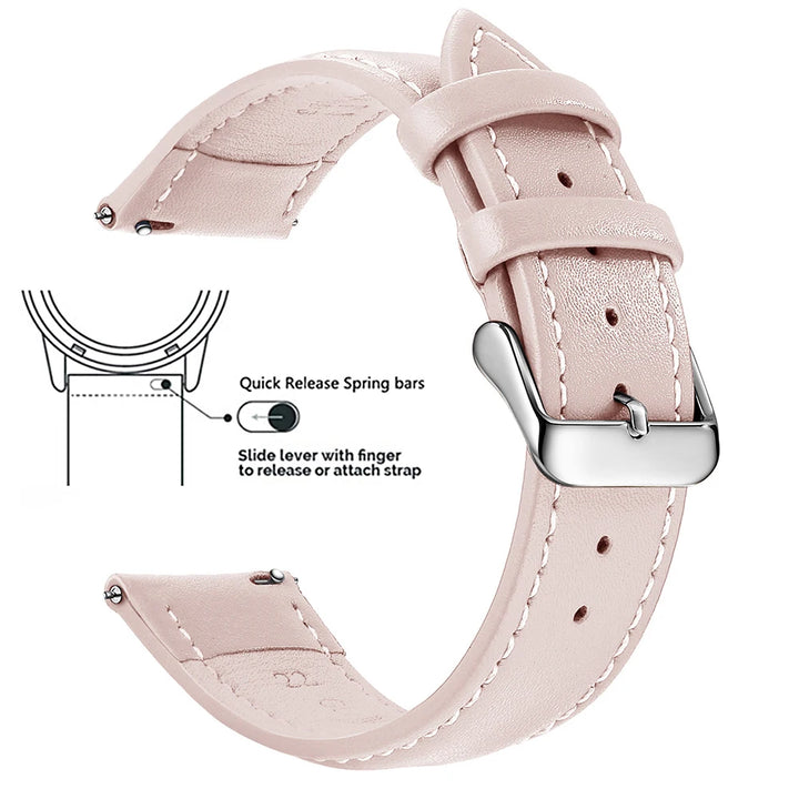 Top Grain Genuine Leather Watch Strap – 12–24mm, Quick Release