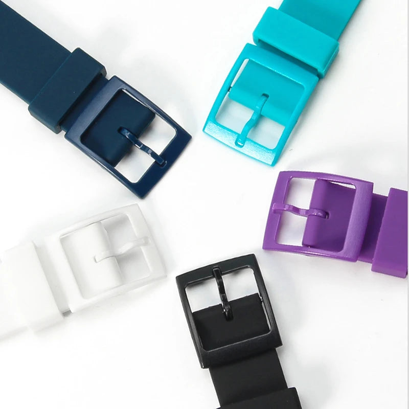 Colorful Silicone Rubber Watch Strap for Swatch (16–20mm)