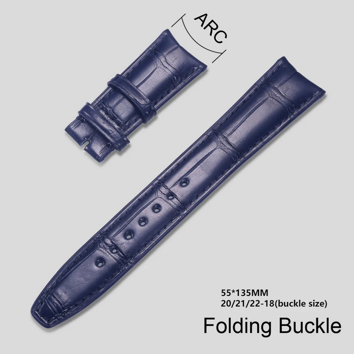 Crocodile Leather Watchbands For IWC Portugues Pilot Black Alligator Grain Handmade Straps 20mm 21mm 22mm