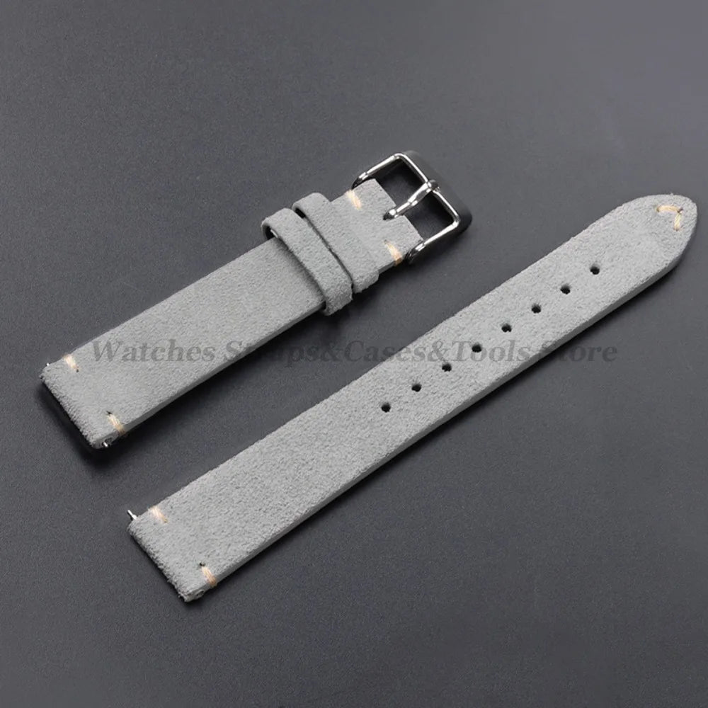 Vintage Suede Leather Watch Band 14–22mm for Omega & Seiko (Handmade,