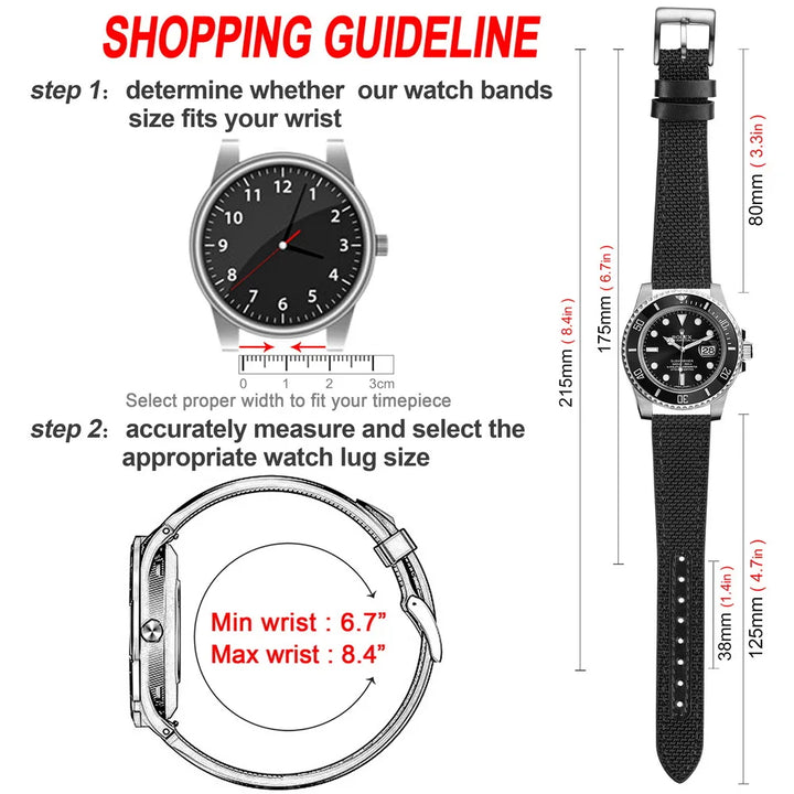 HEMSUT Ballistic Nylon Quick-Release Watch Strap (18-22mm)