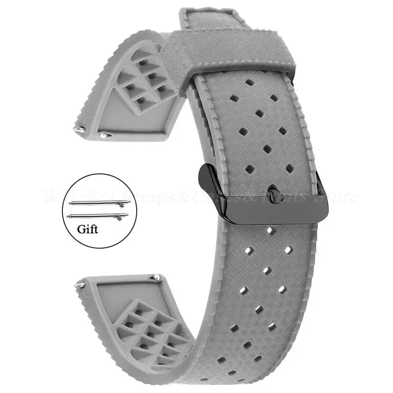Premium Grade Tropic Silicone Watch Strap 20mm 22mm For Seiko For Oris For Omega Quick Release Diving Waterproof Rubber Bracelet